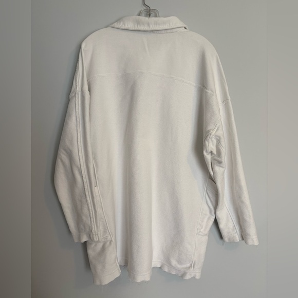 Free People Willow Tunic Polo M Oversized Dolman Sleeve Button Pocket Top White - Picture 3 of 13